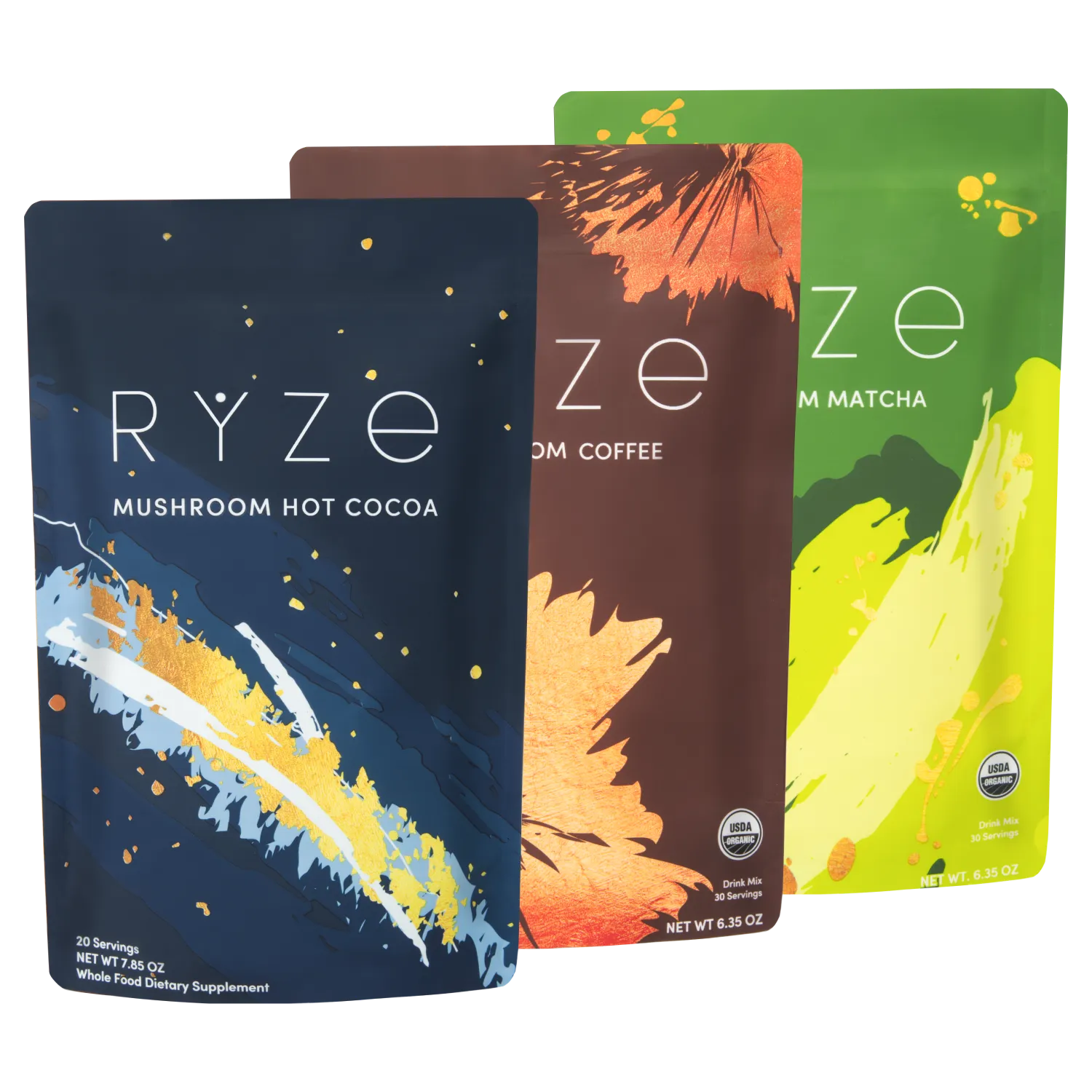 RYZE Ultimate Day + Night Bundle: Coffee + Matcha + Cocoa