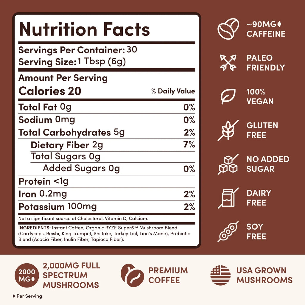 RYZE Mushroom Coffee Dark Roast Starter Kit (60 servings)